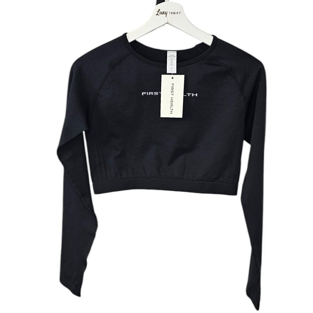 First Health Apparel Enhance Cropped Long Sleeve - Licorice, Size Large, NWT